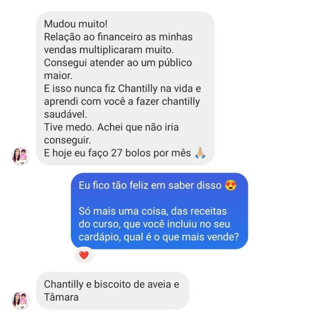 Depoimento de aluna: as vendas multiplicaram e hoje faz 27 bolos por mês